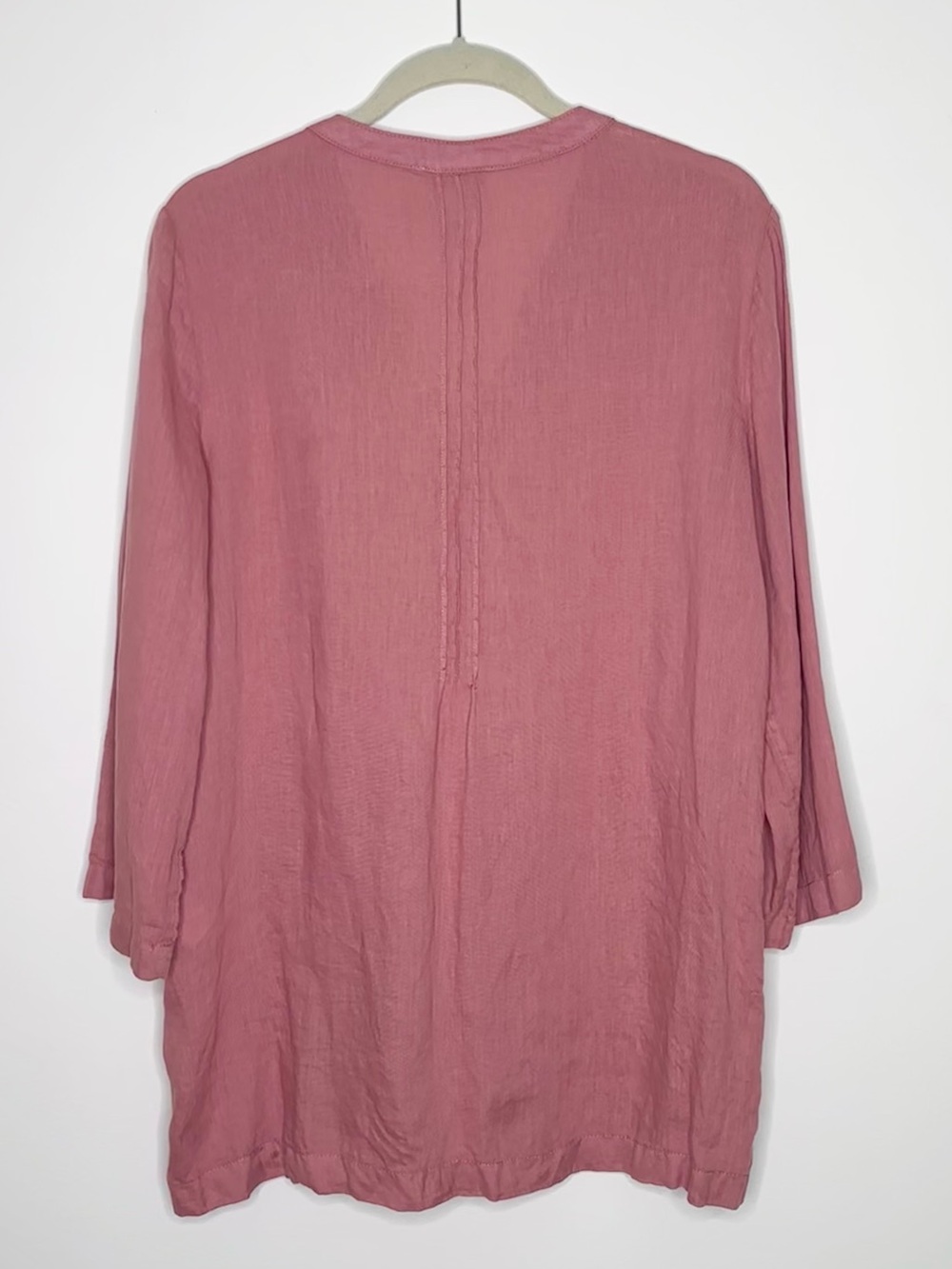 100% Linen Cynthia Rowley Tunic Blouse Pleated Pink Lightweight Summer Office L - Picture 4 of 6